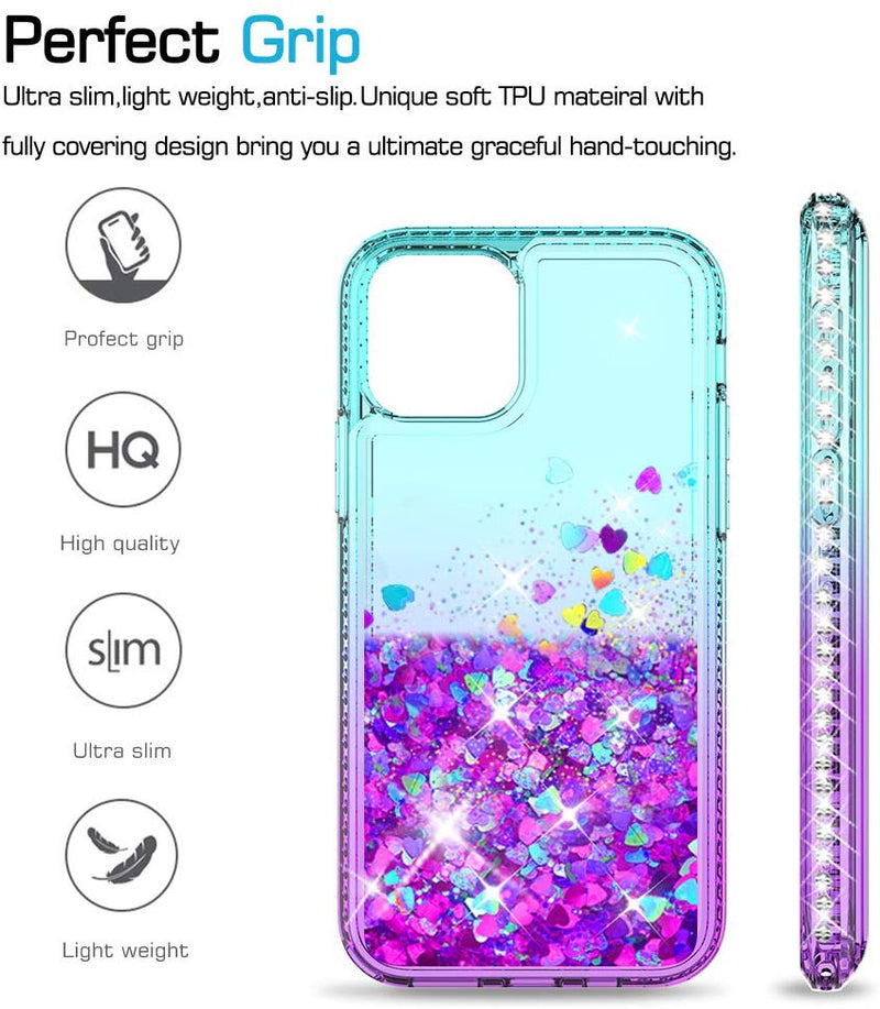 iPhone 11 Pro Max Case (2019) with Tempered Glass Screen Protector [2Pack] , LeYi Phone Case for Apple iPhone 11 Pro Max 6.5 inch ZX Teal/Purple