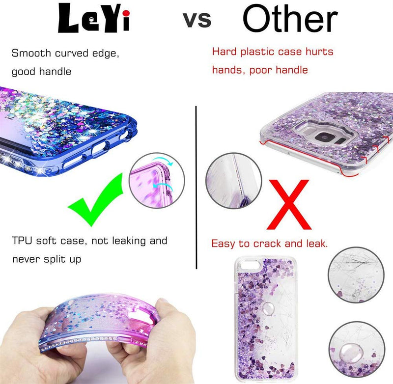 LeYi Case for iPhone XS Max with Glass Screen Protector [2 pack], Glitter Liquid Flowing Clear Transparent Diamond Personalise TPU Gel Silicone