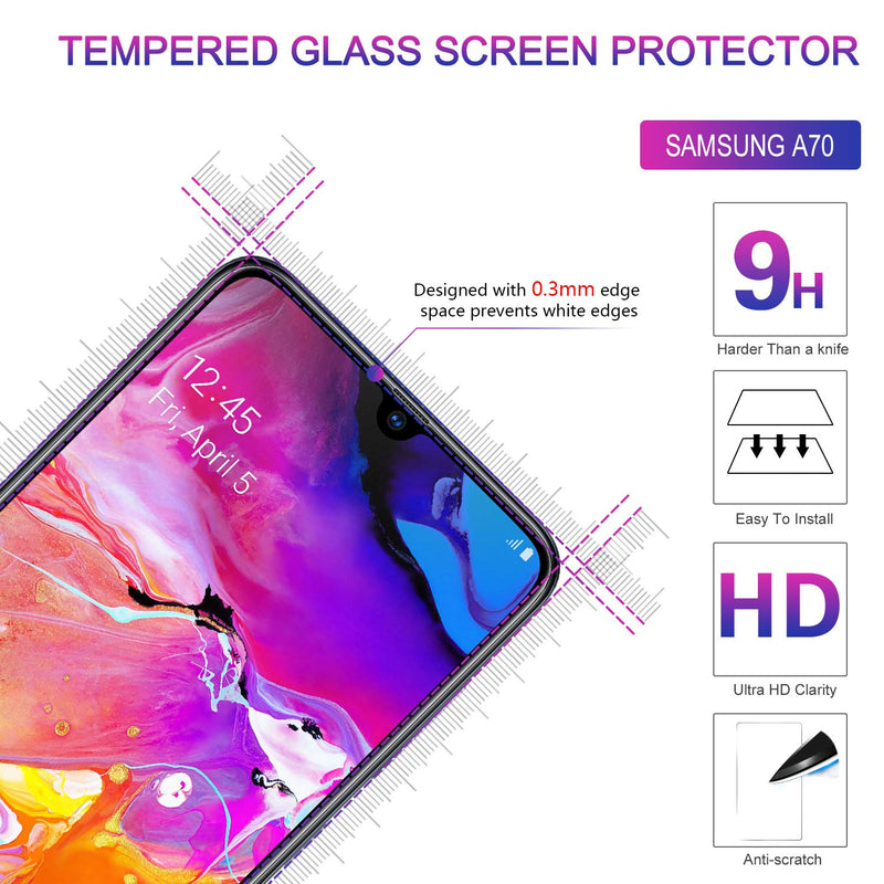 LeYi Galaxy A70/A70S Case with Ring Holder,Full Body Protective Silicone TPU Personalised Shockproof Tough Armour Phone Cover with 2 Tempered Glass