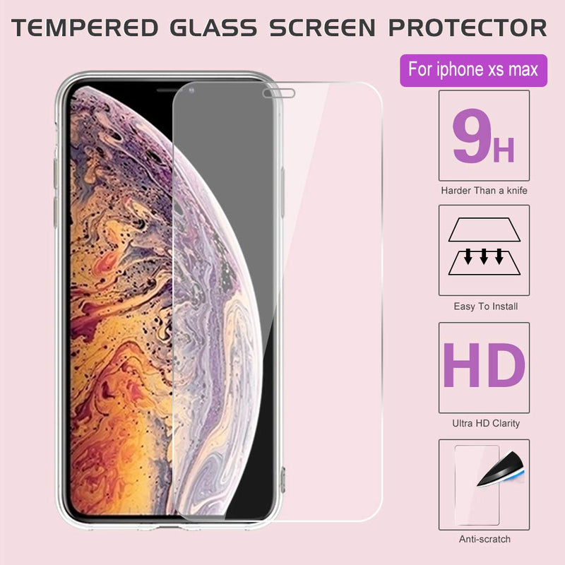 LeYi Case for iPhone XS Max with Glass Screen Protector [2 pack], Glitter Liquid Flowing Clear Transparent Diamond Personalise TPU Gel Silicone