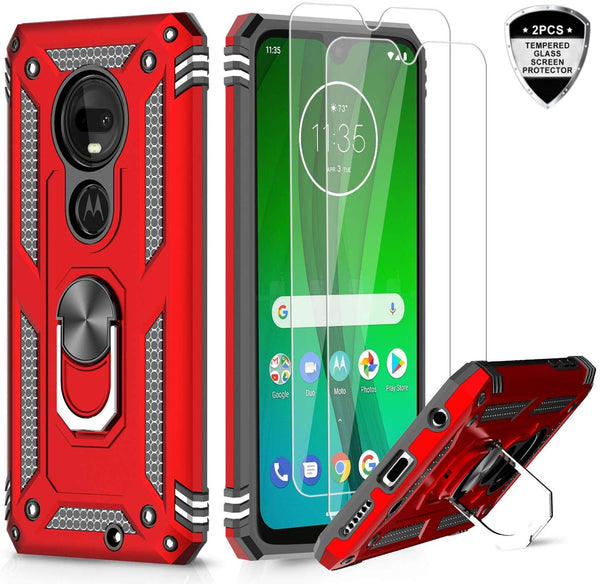 LeYi Moto G7 Case, Moto G7 Plus Case (Not Fit G7 Power/G7 Play) with Tempered Glass Screen Protector [2 Pack], [Military Grade] Defender Phone Case