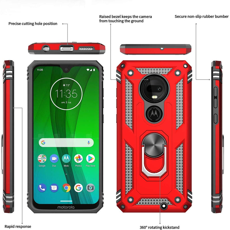 LeYi Moto G7 Case, Moto G7 Plus Case (Not Fit G7 Power/G7 Play) with Tempered Glass Screen Protector [2 Pack], [Military Grade] Defender Phone Case