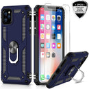 iPhone 11 Pro Max Case with Tempered Glass Screen Protector [2Pack], LeYi Military Grade Armor Phone Cover Case with Ring Magnetic Car Mount Kickstand