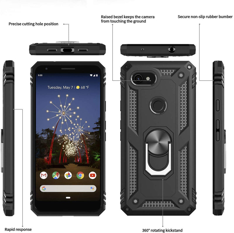 Google Pixel 3a Case (Not fit 3a XL) With HD Screen Protector, LeYi [Military Grade] Armor Full-Body Dual Layer Protective Phone Case