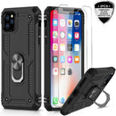 iPhone 11 Pro Max Case with Tempered Glass Screen Protector [2Pack], LeYi Military Grade Armor Phone Cover Case with Ring Magnetic Car Mount Kickstand