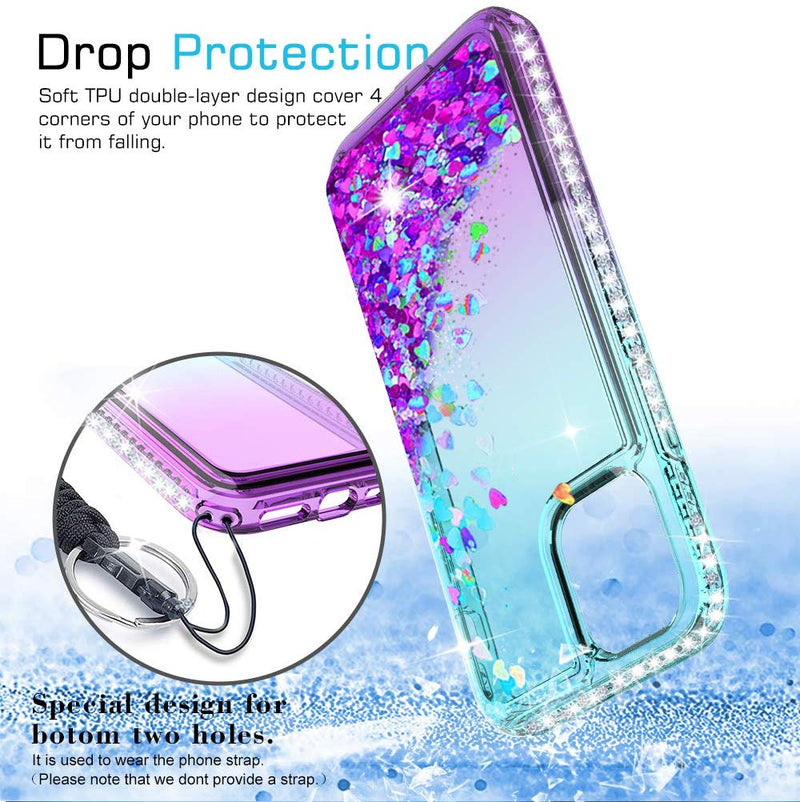 iPhone 11 Pro Max Case (2019) with Tempered Glass Screen Protector [2Pack] , LeYi Phone Case for Apple iPhone 11 Pro Max 6.5 inch ZX Teal/Purple