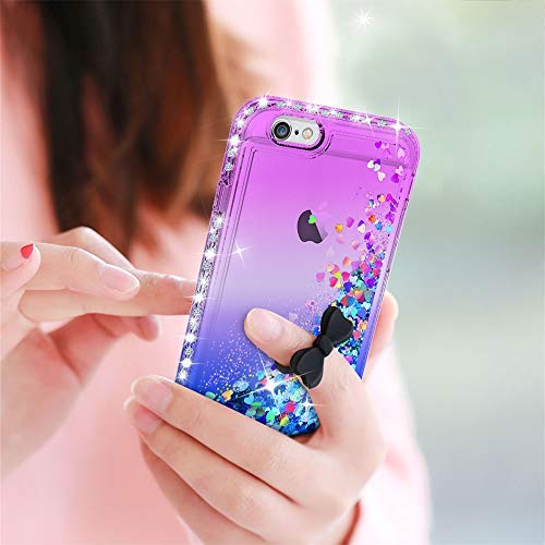 LeYi Case for iPhone 6 iPhone 6S with Tempered Glass Screen Protector [2 pack], 3D Glitter Liquid Cute Personalised Clear Silicone Gel Shockproof