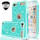 iPod Touch 7 Case, iPod Touch 6 Case, iPod Touch 5 Case with Tempered Glass Screen Protector [2 Pack],LeYi Glitter Heavy Duty Phone Case