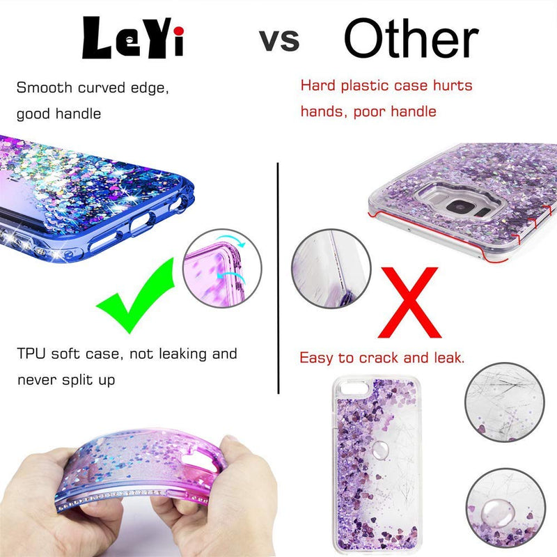 LeYi Case for iPhone XS/iPhone X with Glass Screen Protector [2 pack], 3D Glitter Liquid Cute Personalised Clear Silicone Gel Shockproof Phone Cover